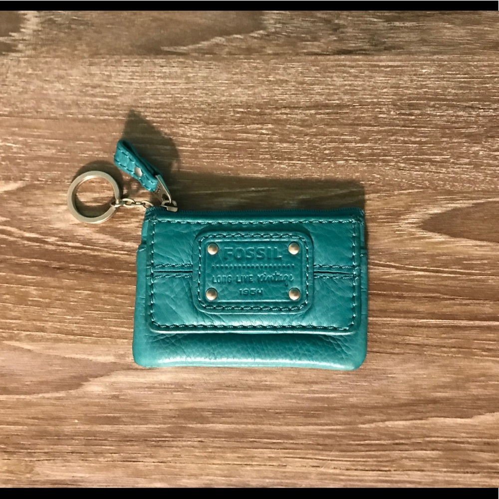 Fossil Leather Card Case Keychain